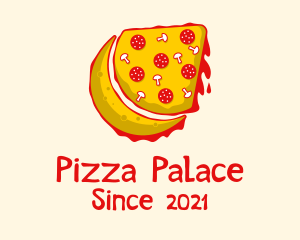 Moon Pizza Slice logo design