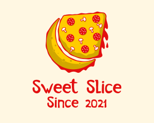 Moon Pizza Slice logo design