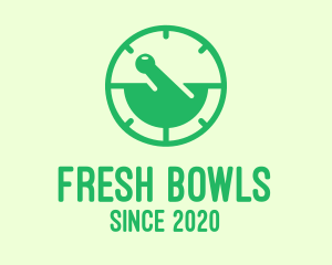 Green Mortar & Pestle Stopwatch logo design