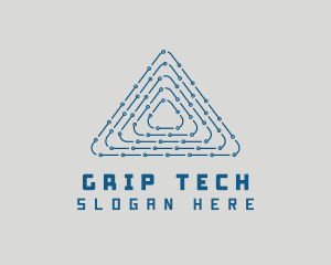 Tech Circuit Triangle logo design