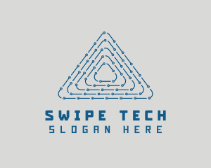 Tech Circuit Triangle logo design