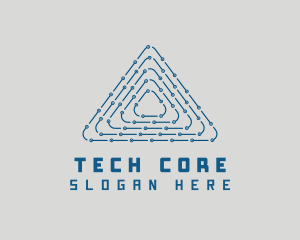 Tech Circuit Triangle logo design