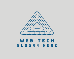 Tech Circuit Triangle logo design