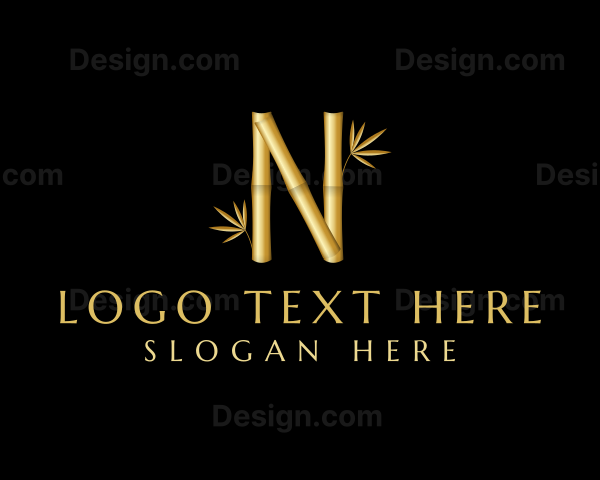 Golden Bamboo Letter N Logo