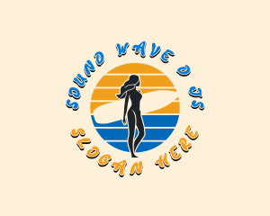 Woman Surfer Beach logo design