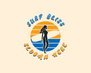 Woman Surfer Beach logo