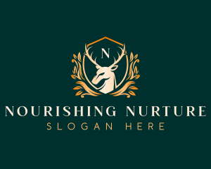 Elegant Floral Deer logo design