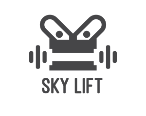 Gray Dumbbell Robotics logo design