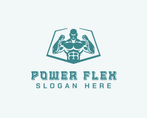 Weightlifter Muscle Workout logo design