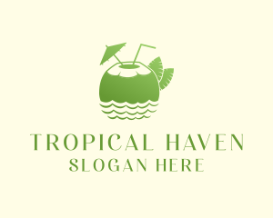 Tropical Coconut Drink  logo design