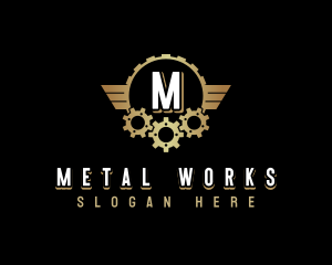 Metallic Gear Wing logo design