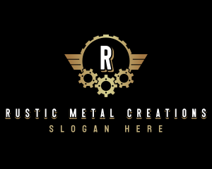 Metallic Gear Wing logo design