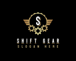 Metallic Gear Wing logo design