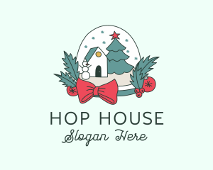 Winter House Snow Globe logo design