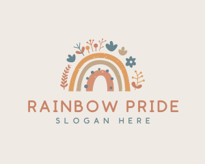 Children Flower Rainbow logo design