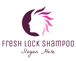 Pink Hair Silhouette logo design