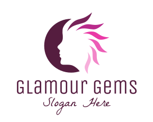 Pink Hair Silhouette logo design