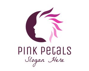 Pink Hair Silhouette logo design