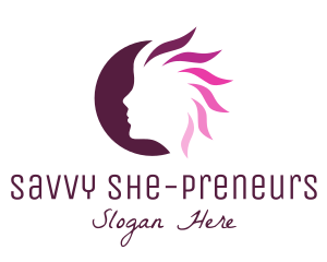 Pink Hair Silhouette logo design