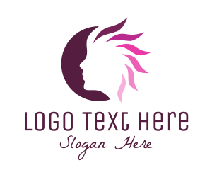 Silhouette - Pink Hair Silhouette logo design