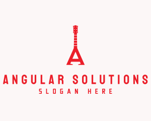 Guitar Instrument Letter A logo design