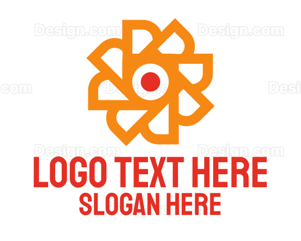 Orange Blade Flower Logo