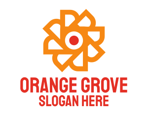 Orange Blade Flower logo design