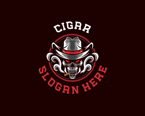 Skull Smoking Cigarette logo design