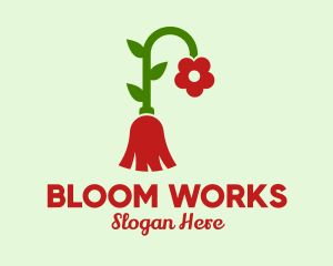 Nature Flower Broom  logo design