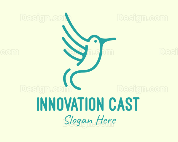 Teal Hummingbird Wings Logo