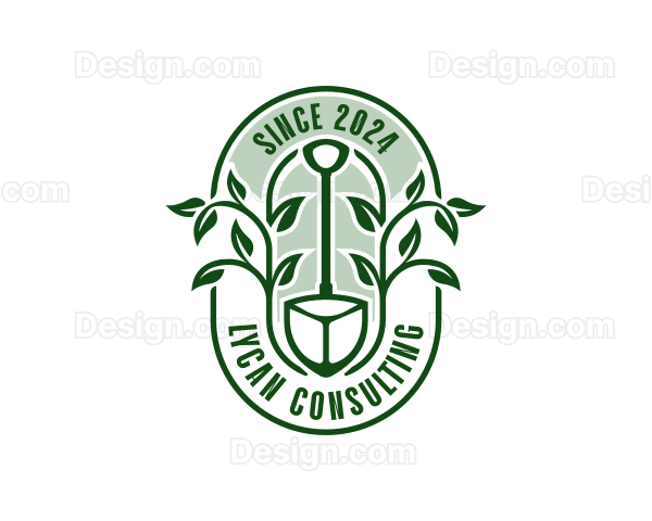 Plant Shovel Gardening Logo