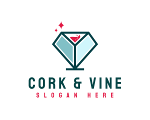 Diamond Wine Glass logo design