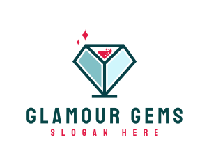 Diamond Wine Glass logo design