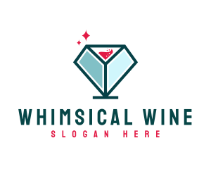 Diamond Wine Glass logo design