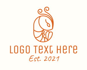 Minimalist Shrimp Line Art logo design