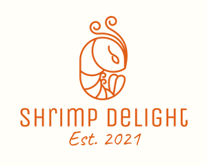 Minimalist Shrimp Line Art logo