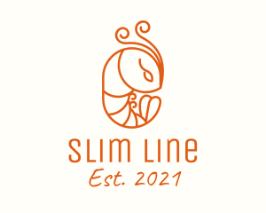 Minimalist Shrimp Line Art logo design