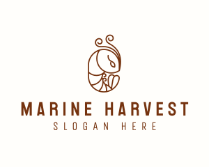 Minimalist Shrimp Line Art logo design