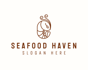 Minimalist Shrimp Line Art logo design