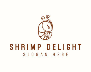 Minimalist Shrimp Line Art logo design