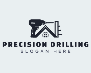 Construction Drill Roofing logo design