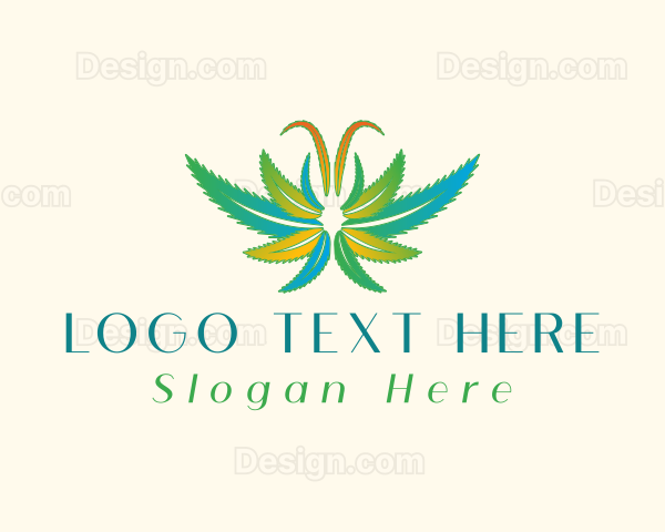 Butterfly Marijuana Leaf Logo