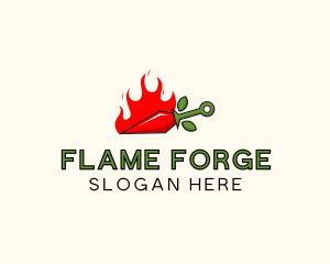 Flame Chili Knife logo design