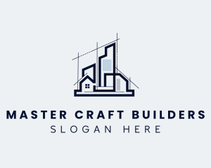 Building Property Blueprint logo design