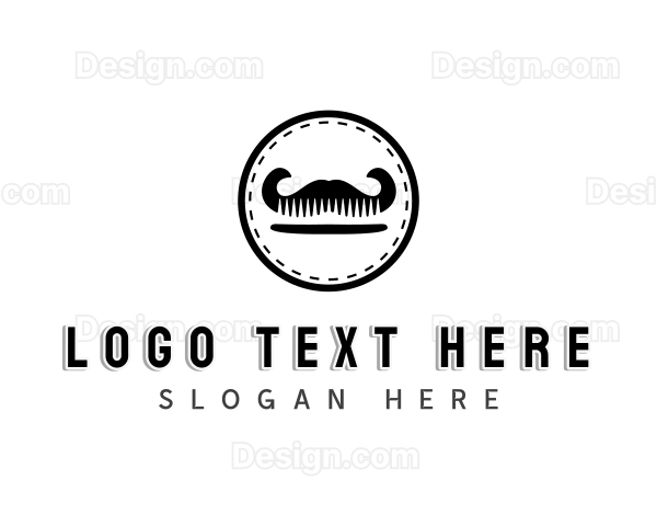 Barber Mustache Comb Logo