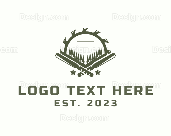 Pine Trees Wood Cutting Logo