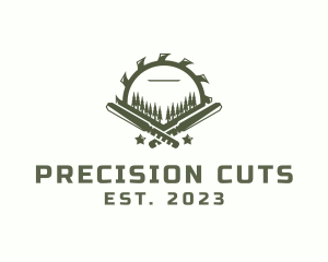 Pine Trees Wood Cutting logo design