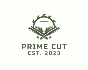 Pine Trees Wood Cutting logo design