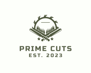 Pine Trees Wood Cutting logo design