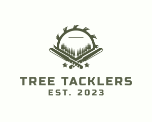 Pine Trees Wood Cutting logo